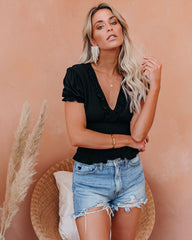 Let The Breeze In Smocked Ruffle Crop Top - Black Ins Street