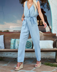 Levi Pocketed Chambray Jumpsuit - Light Wash Ins Street