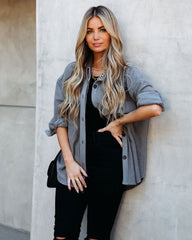 Lexie Cotton Blend Button Down Shacket - Charcoal Ins Street