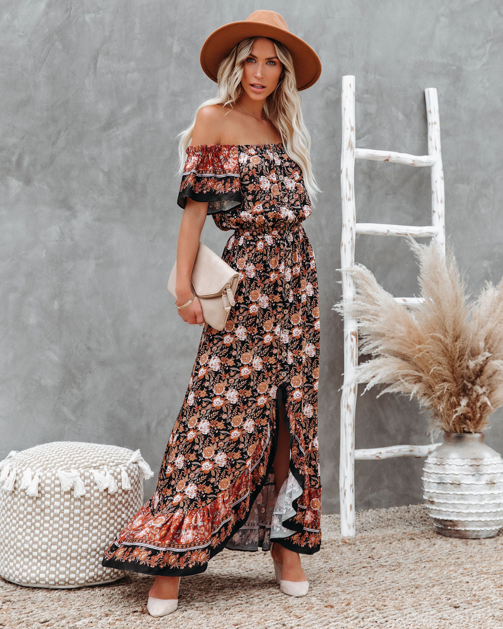 Liam Floral Off The Shoulder High Low Maxi Dress Ins Street