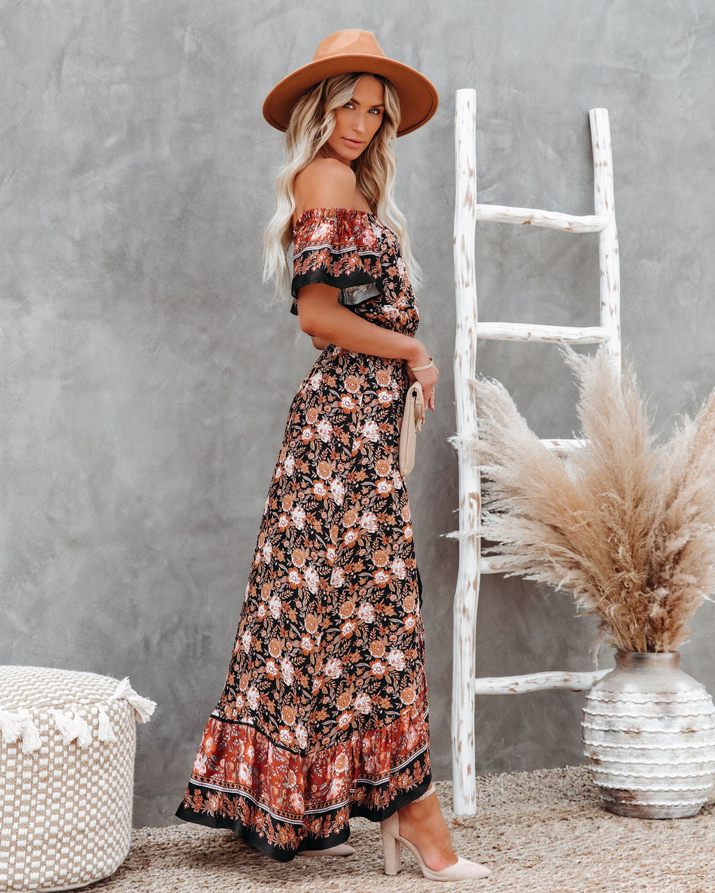 Liam Floral Off The Shoulder High Low Maxi Dress Ins Street