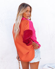 Liana Cotton Colorblock Corduroy Shacket - Pink Multi Ins Street