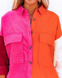 Liana Cotton Colorblock Corduroy Shacket - Pink Multi Ins Street