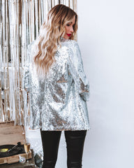 Life Of The Party Sequin Blazer - Silver Ins Street