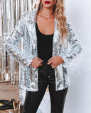 Life Of The Party Sequin Blazer - Silver Ins Street