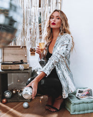 Life Of The Party Sequin Blazer - Silver Ins Street