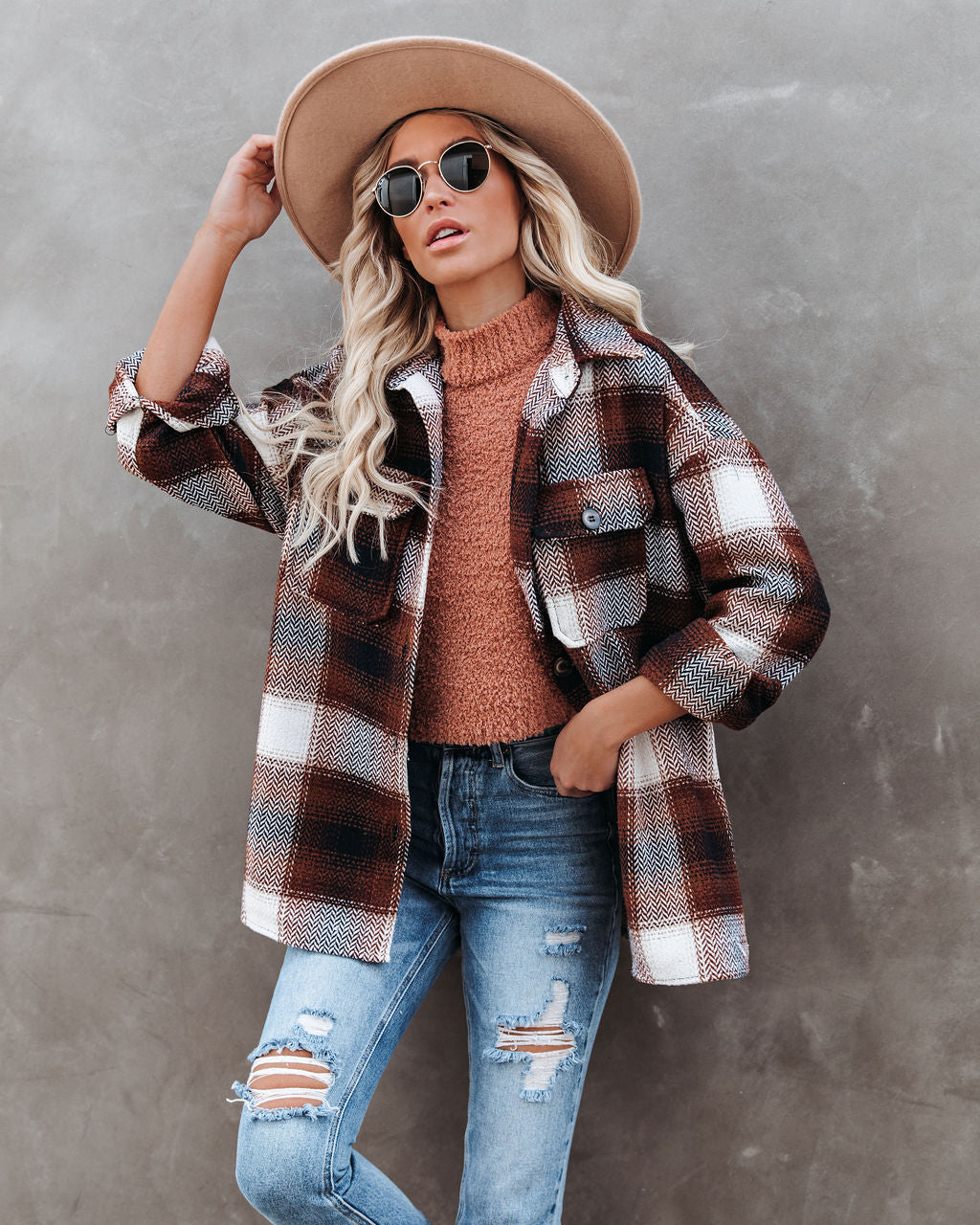 Liles Plaid Button Down Wool Blend Shacket Ins Street