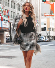 Lincoln Houndstooth Tweed Mini Skirt Ins Street