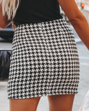 Lincoln Houndstooth Tweed Mini Skirt Ins Street