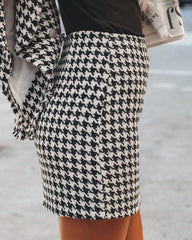 Lincoln Houndstooth Tweed Mini Skirt Ins Street