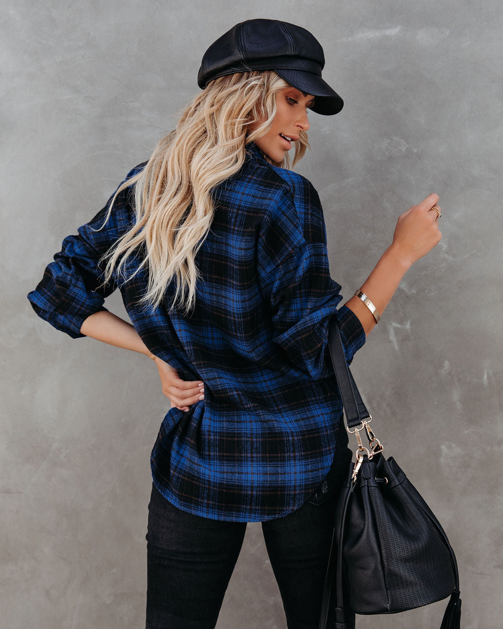 Linden Cotton Blend Plaid Button Down Top Ins Street