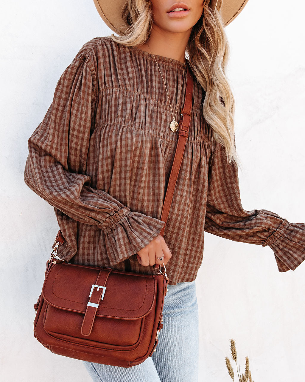 Lizzie Faux Leather Crossbody Bag - Cognac Ins Street