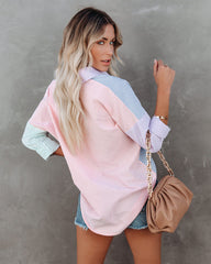 Logan Cotton Blend Colorblock Button Down Top Ins Street