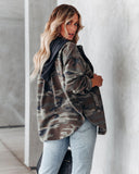 Lolo Cotton Blend Pocketed Hooded Camo Jacket - Olive Ins Street