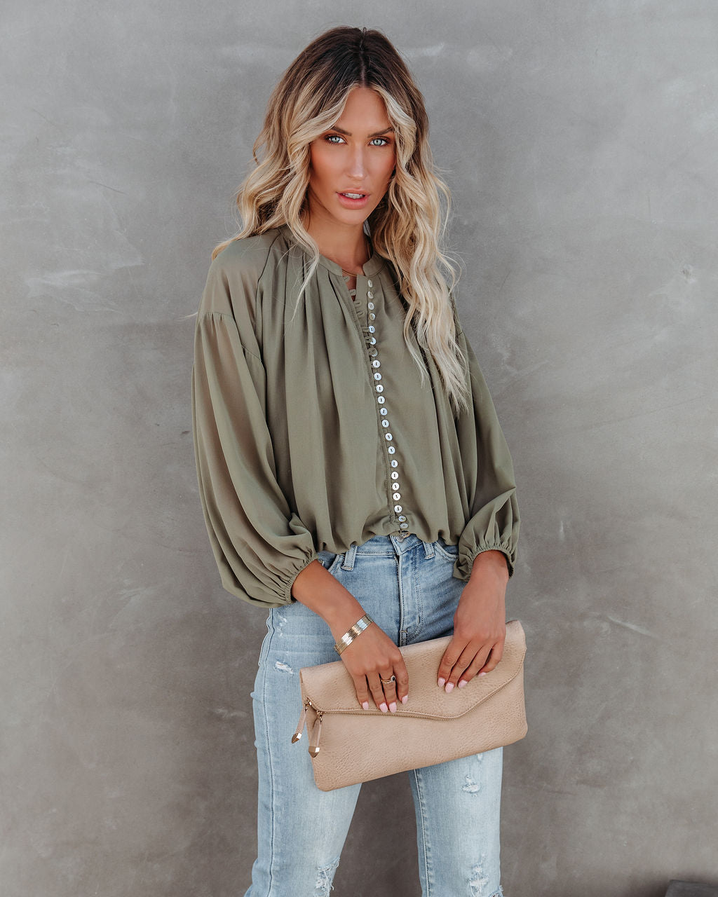 Lookout Button Down Crop Blouse Ins Street