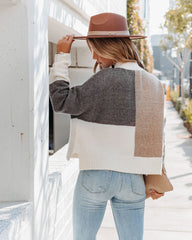 Lora Colorblock Crop Knit Sweater - Mocha Multi Ins Street