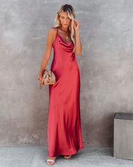 Love Letter Satin Cowl Neck Maxi Dress - Rust Ins Street