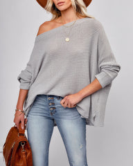 Lovell Boat Neck Thermal Knit Top - Grey Ins Street