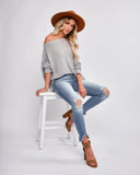 Lovell Boat Neck Thermal Knit Top - Grey Ins Street