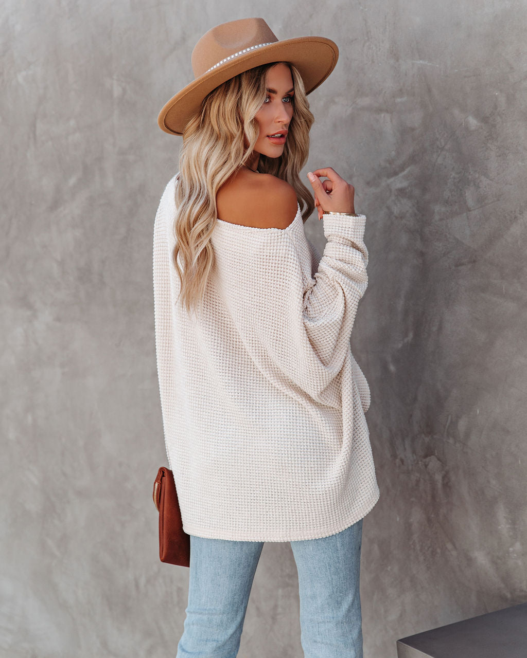 Lovell Boat Neck Thermal Knit Top - Oatmeal Ins Street