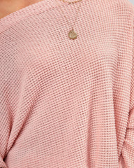 Lovell Boat Neck Thermal Knit Top - Pink Ins Street