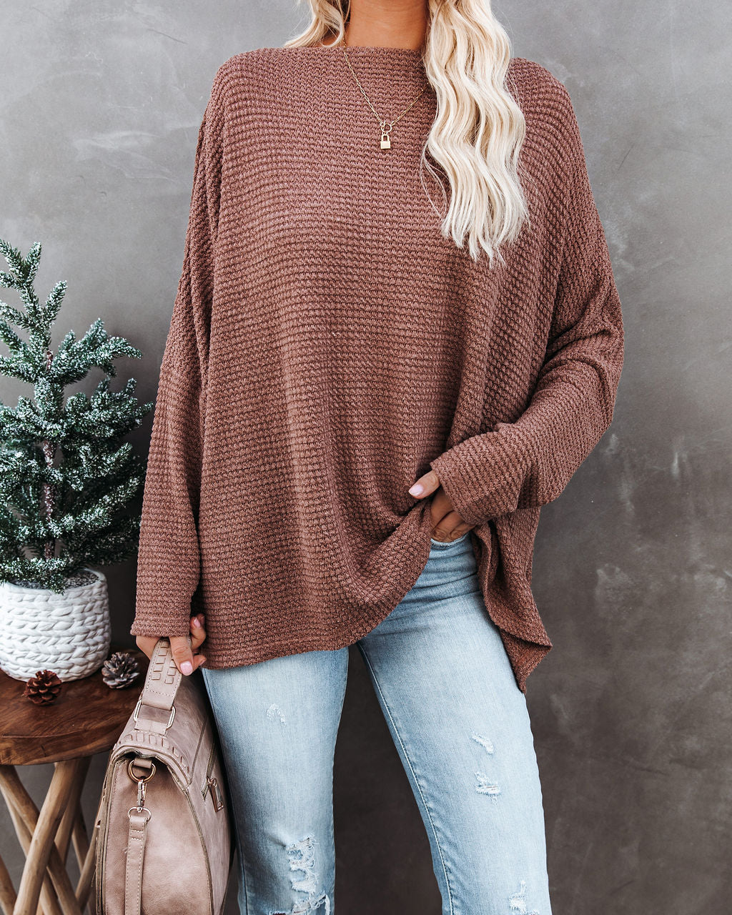 Lovell Boat Neck Thermal Knit Top - Wood Ins Street