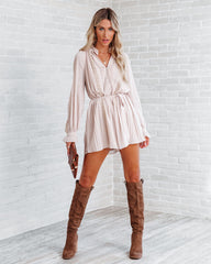 Lovelle Lace Plisse Romper - Beige Ins Street