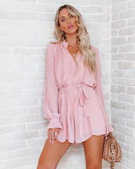 Lovelle Lace Plisse Romper - Dusty Pink Ins Street