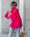 Love Notes Pocketed Colorblock Blazer - Fuchsia Red Ins Street