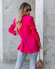 Love Notes Pocketed Colorblock Blazer - Fuchsia Red Ins Street
