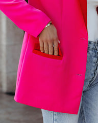 Love Notes Pocketed Colorblock Blazer - Fuchsia Red Ins Street
