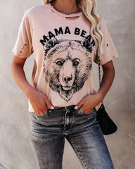 Loves Her Cubs Cotton Distressed Mama Bear Tee Ins Street