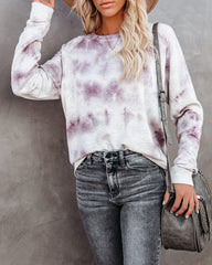 Love Song Tie Dye Soft Knit Pullover - Lavender Grey Ins Street