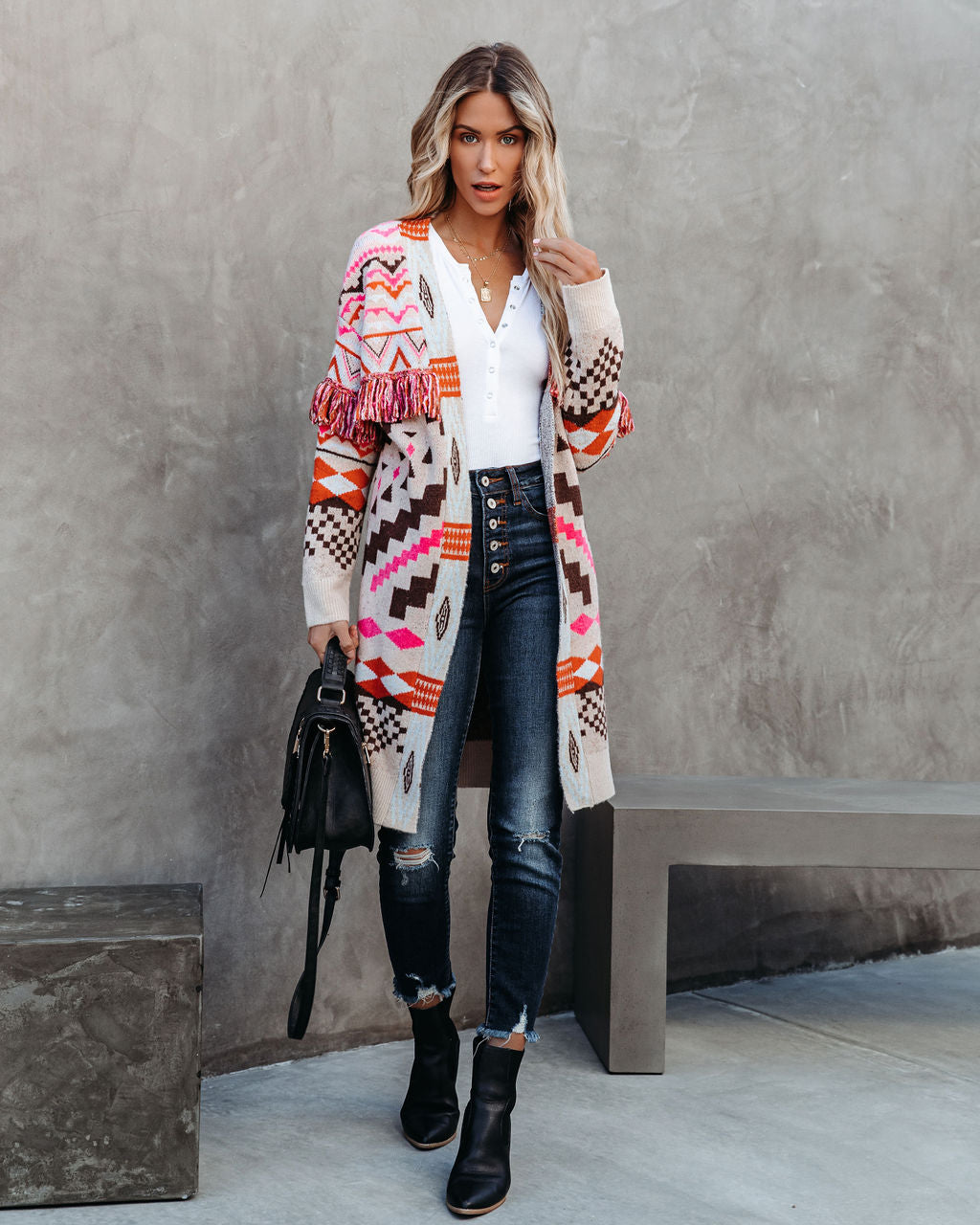 Loving Life Fringe Knit Cardigan Ins Street