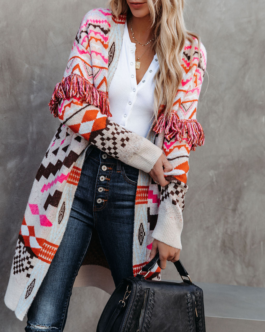 Loving Life Fringe Knit Cardigan Ins Street