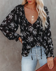 Lowena Floral Ruffle Tie Blouse Ins Street