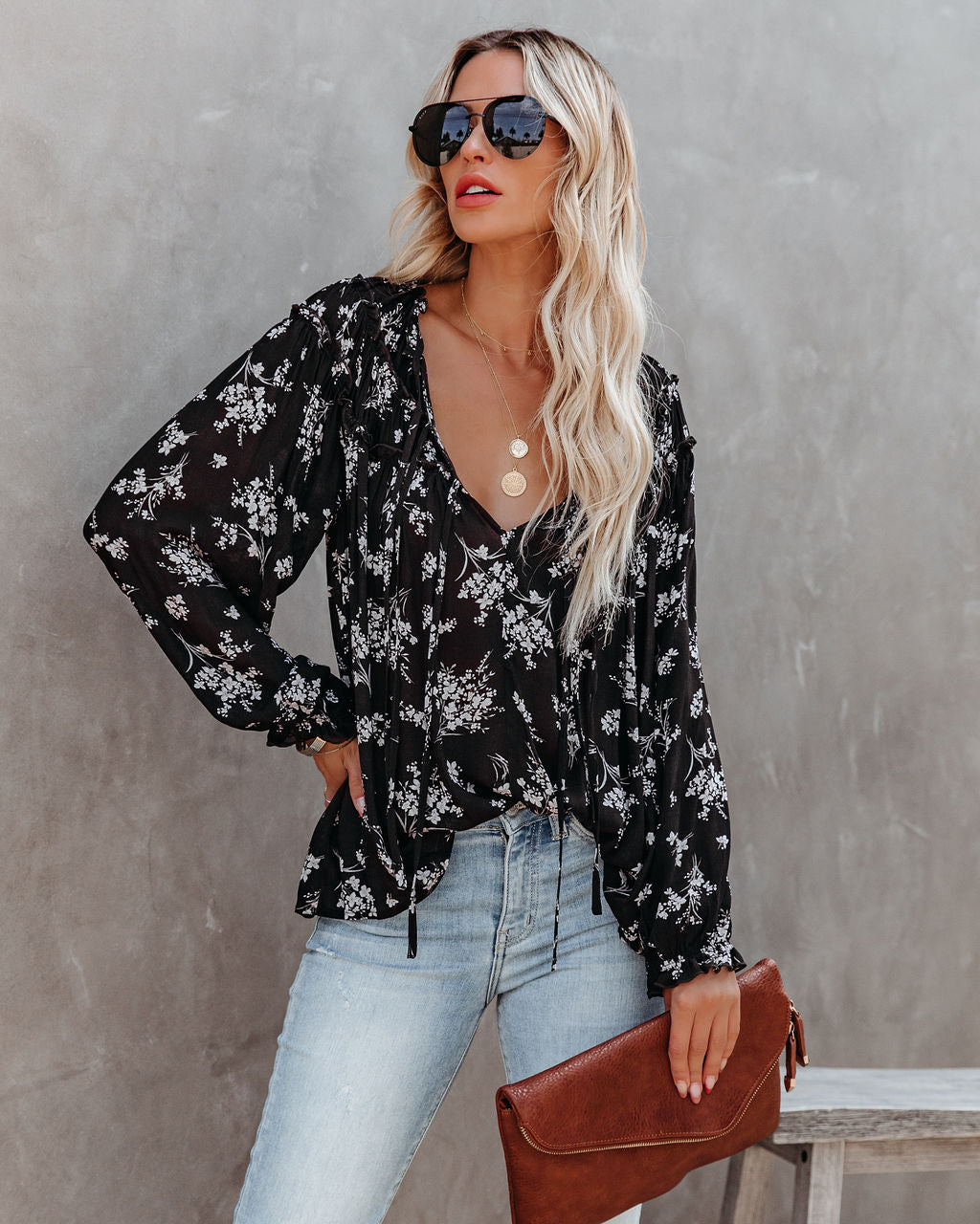 Lowena Floral Ruffle Tie Blouse Ins Street