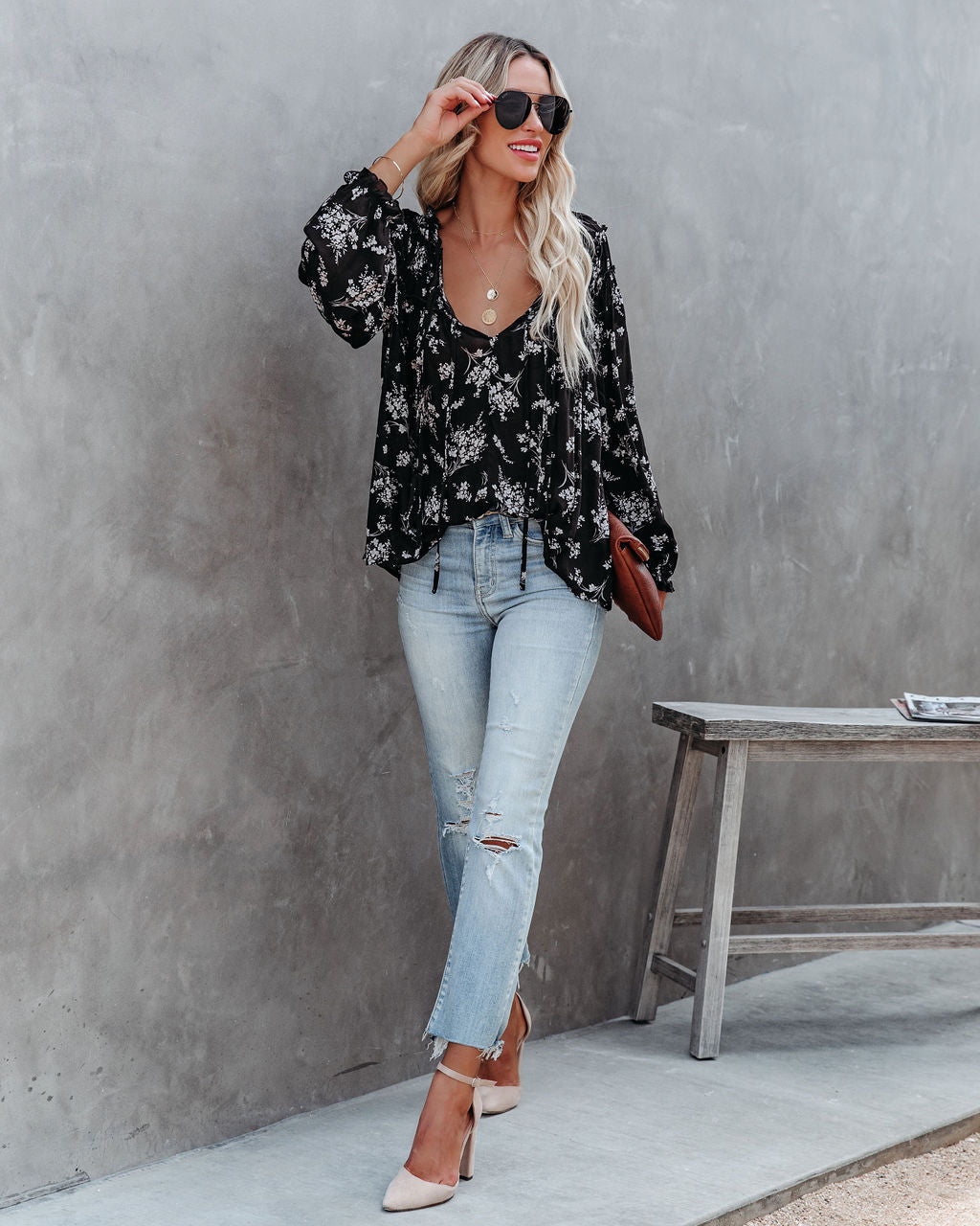 Lowena Floral Ruffle Tie Blouse Ins Street