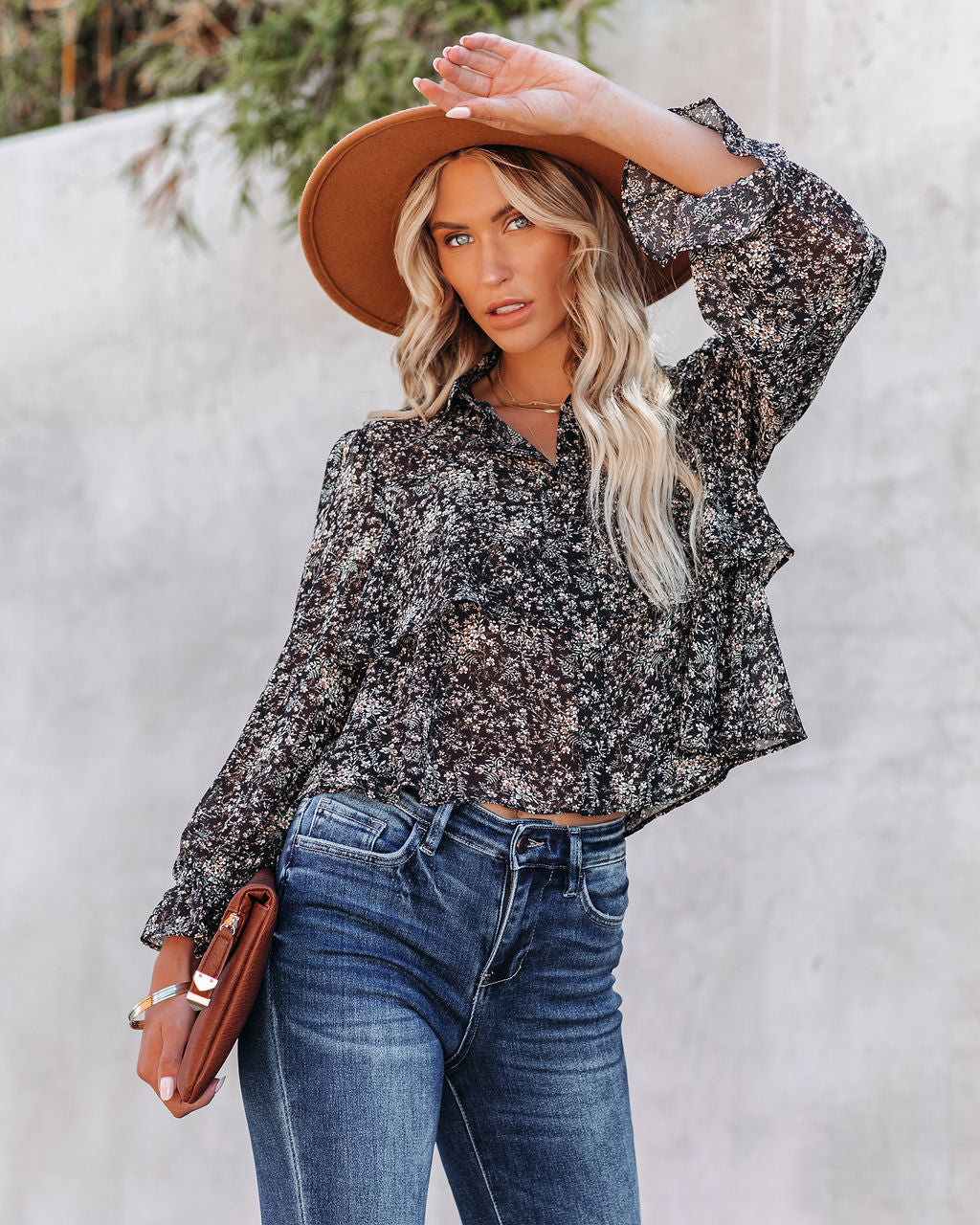 Loyalty Floral Ruffle Crop Blouse Ins Street