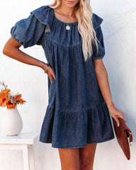 Luis Cotton Puff Sleeve Babydoll Dress - Dark Wash Ins Street