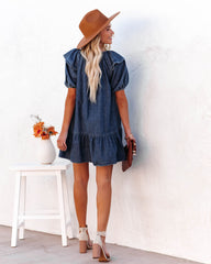 Luis Cotton Puff Sleeve Babydoll Dress - Dark Wash Ins Street