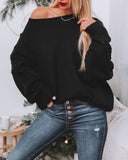 Luke Contrast Cable Knit Sweater - Black Ins Street
