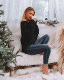 Luke Contrast Cable Knit Sweater - Black Ins Street