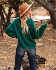 Luke Contrast Cable Knit Sweater - Hunter Green Ins Street