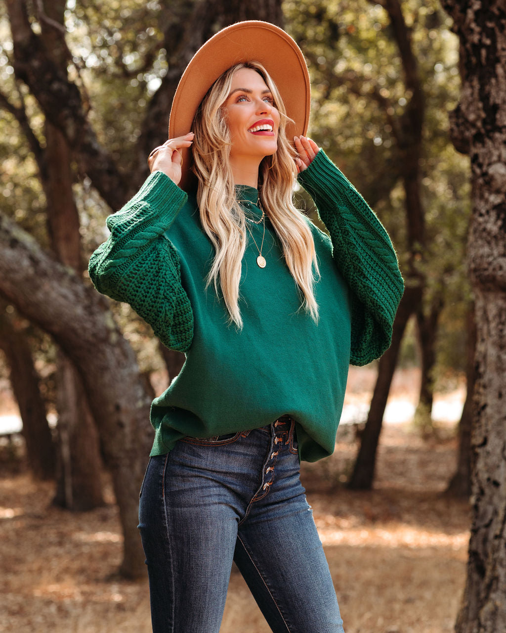 Luke Contrast Cable Knit Sweater - Hunter Green - FINAL SALE – InsStreet