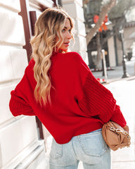 Luke Contrast Cable Knit Sweater - Red Ins Street