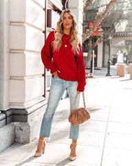 Luke Contrast Cable Knit Sweater - Red Ins Street