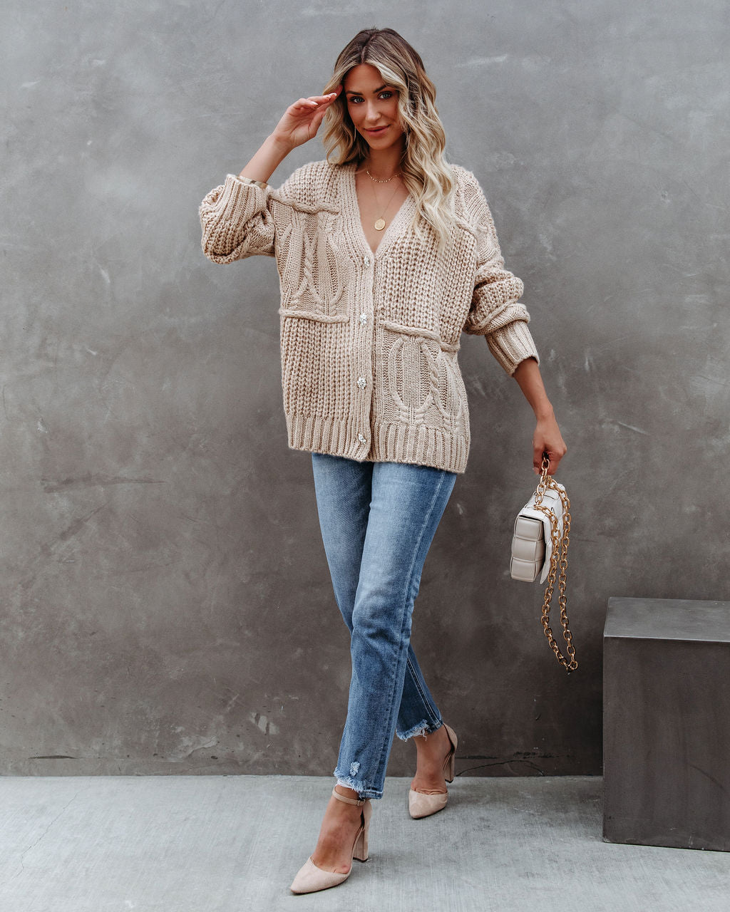 Luxley Relaxed Button Front Knit Cardigan Ins Street