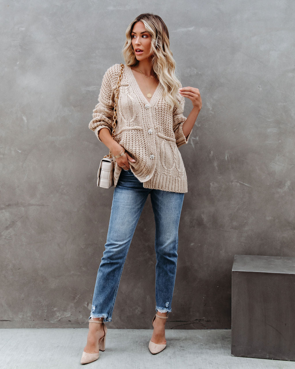 Luxley Relaxed Button Front Knit Cardigan Ins Street