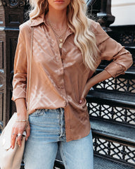 Lynn Satin Button Down Blouse - Light Mocha Ins Street